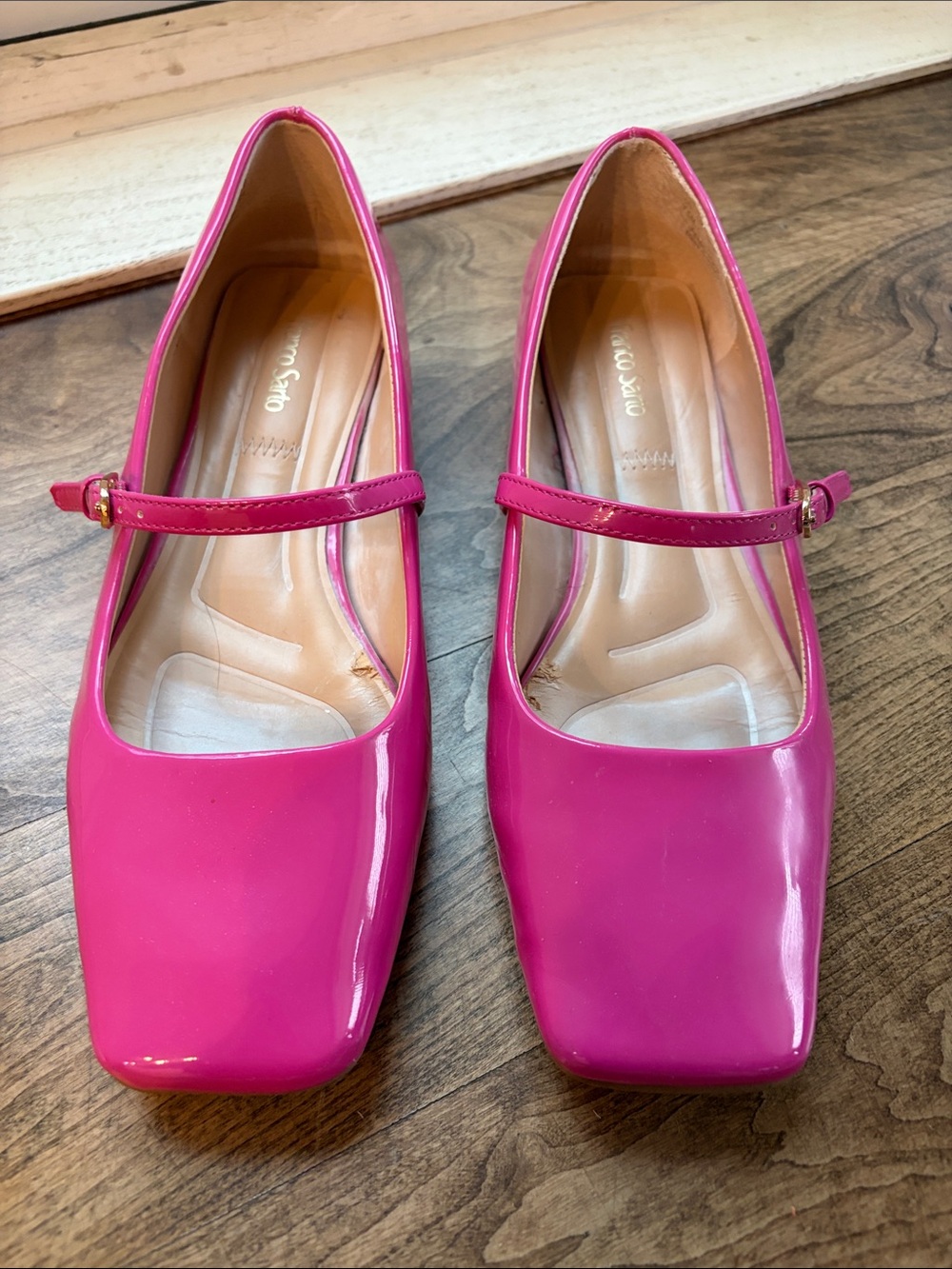 Franco Sarto Patent Mary Jane Flats in Bright Pink